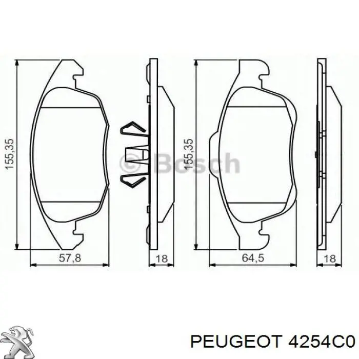 Do koszyka 4254C0 Peugeot/Citroen Klocki hamulcowe przednie tarczowe