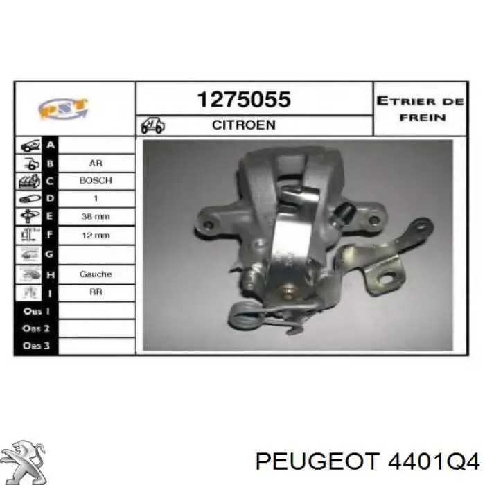 Zacisk hamulcowy tylny lewy Peugeot/Citroen 4401Q4 cena, od 88,40 USD