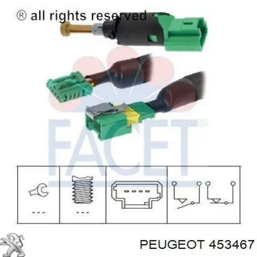 Czujnik włącznika świała stop Peugeot/Citroen 453467 cena, od 30,75 USD