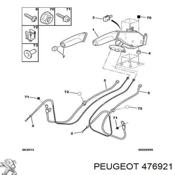Przewodnik linki hamulca ręcznego Peugeot/Citroen 476921 cena, od 41,64 USD