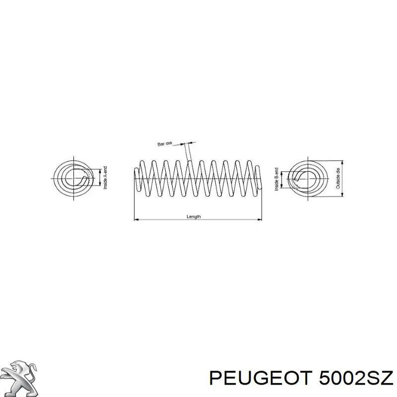 Sprężyna przednia Peugeot/Citroen 5002SZ cena, od 30,43 USD