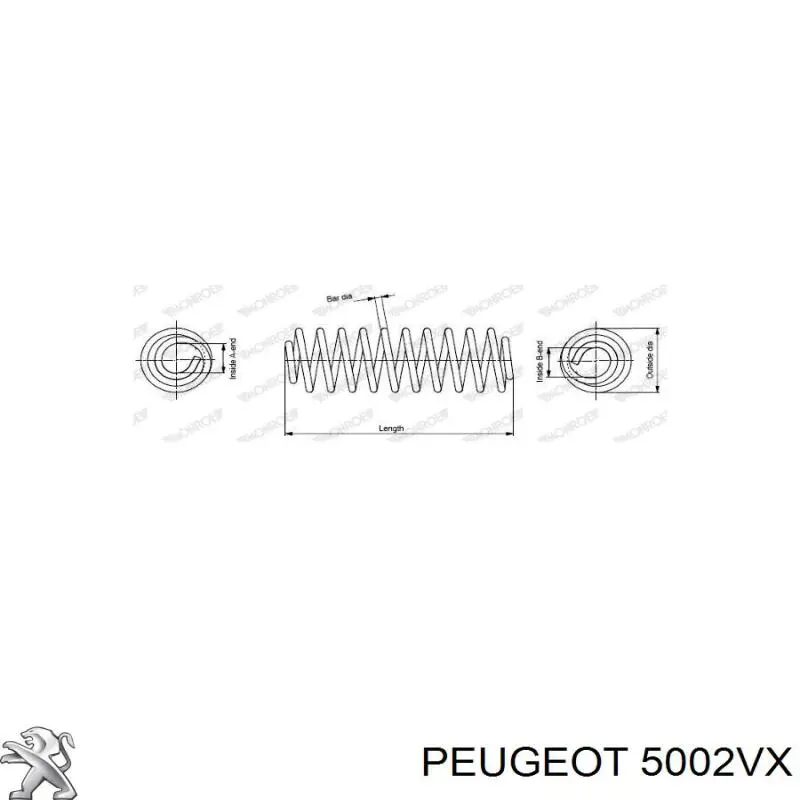 Sprężyna przednia Peugeot/Citroen 5002VX cena, od 27,30 USD
