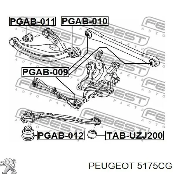 5175CG Peugeot/Citroen Wahacz zawieszenia tylnego górny lewy