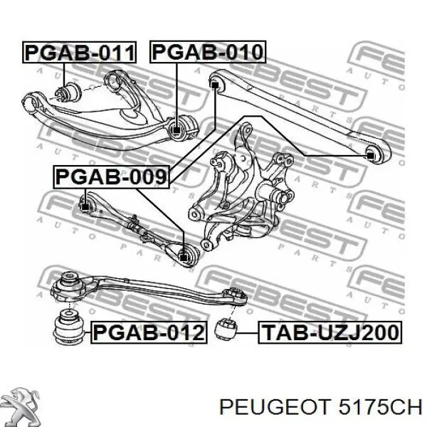 Wahacz  zawieszenia tylnego górny prawy Peugeot/Citroen 5175CH cena, od 52,78 USD