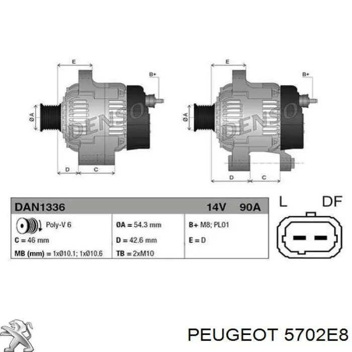 5702E8 Peugeot/Citroen alternator