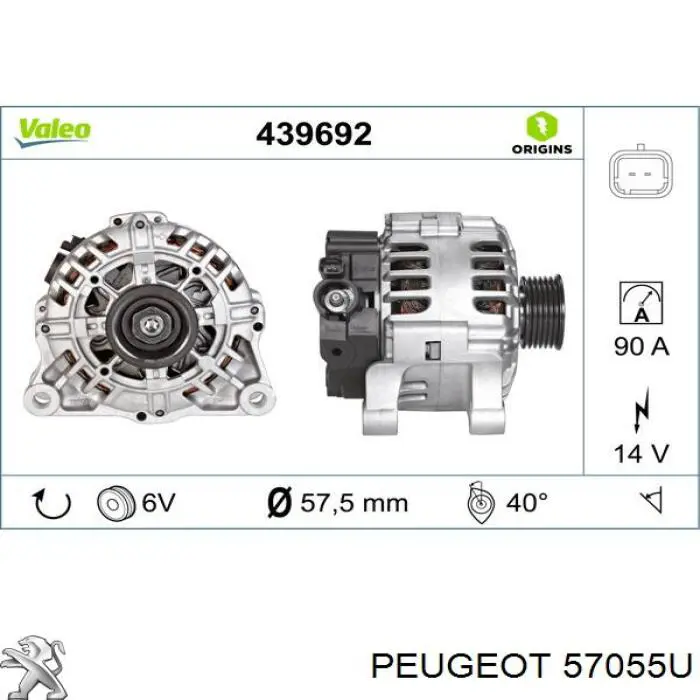 57055U Peugeot/Citroen alternator