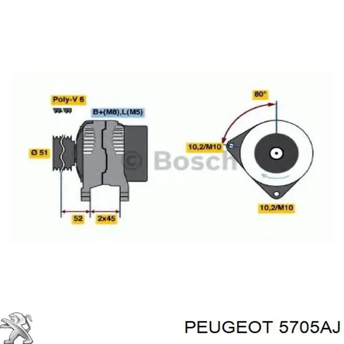 5705AJ Peugeot/Citroen alternator