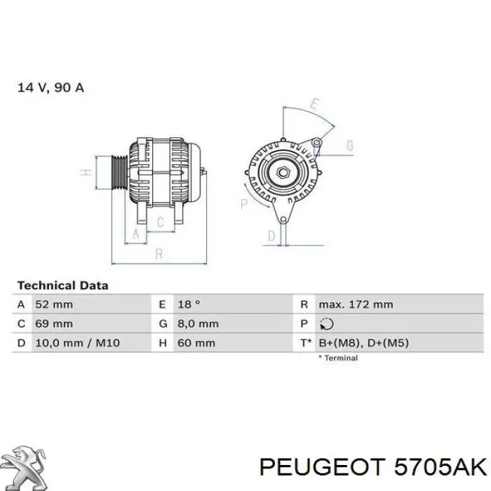 5705AK Peugeot/Citroen alternator