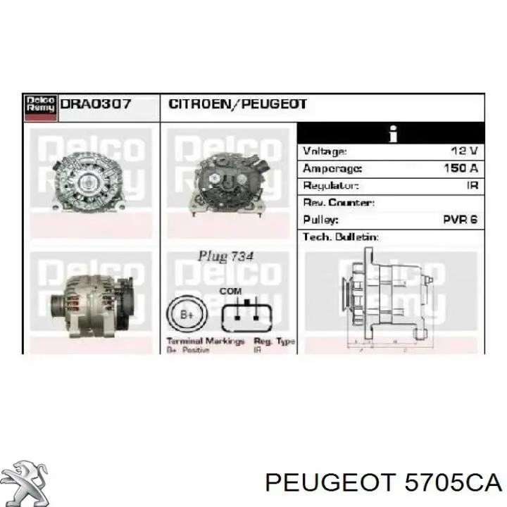 5705CA Peugeot/Citroen alternator