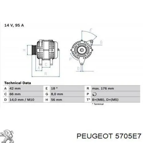 Alternator Peugeot/Citroen 5705E7 cena, od 125,89 USD