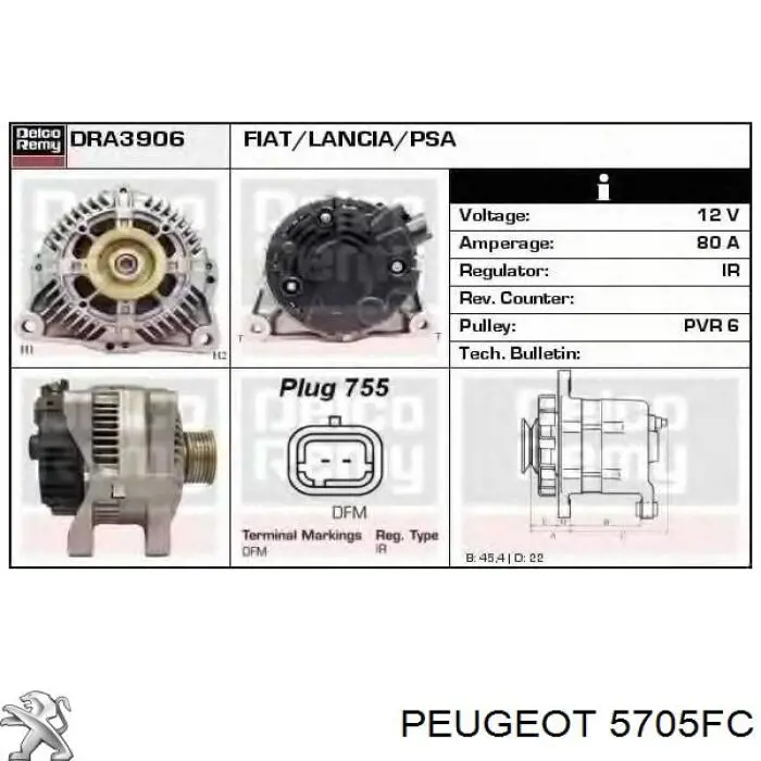 5705FC Peugeot/Citroen alternator