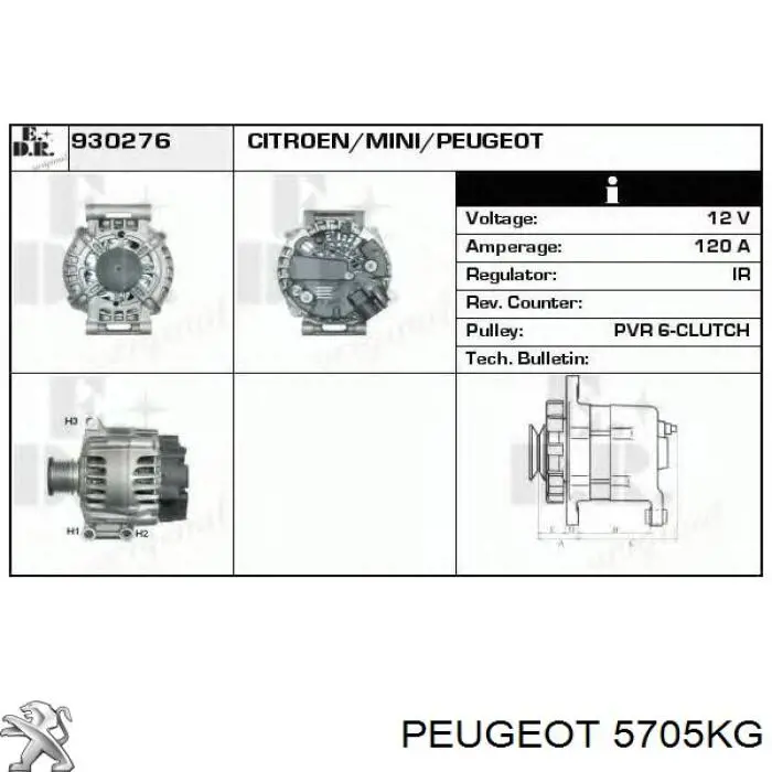 Do koszyka 5705KG Peugeot/Citroen Alternator