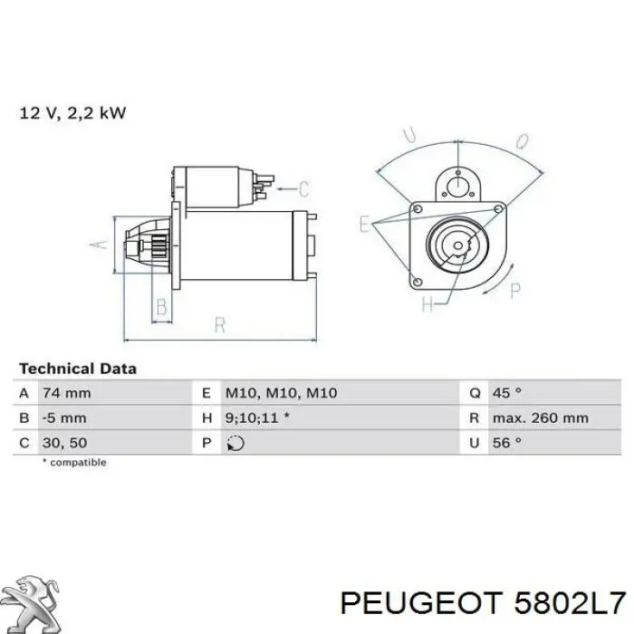 5802L7 Peugeot/Citroen rozrusznik