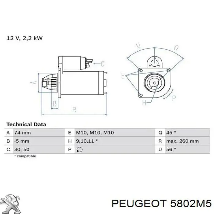 5802M5 Peugeot/Citroen rozrusznik