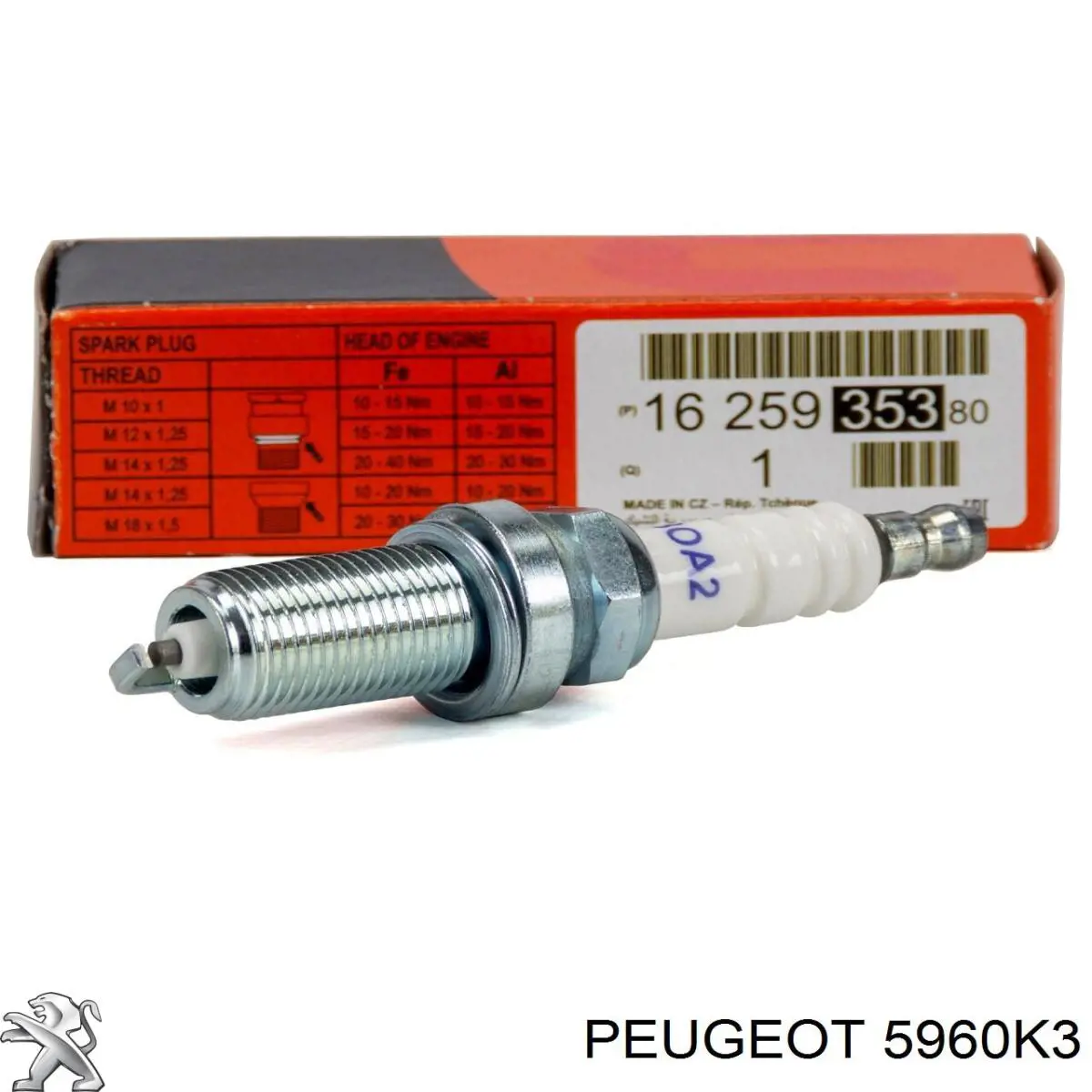 Świeca zapłonowa Peugeot/Citroen 5960K3 cena, od 5,77 USD
