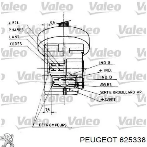 Przełącznik zespolony lewy Peugeot/Citroen 625338 cena, od 19,96 USD