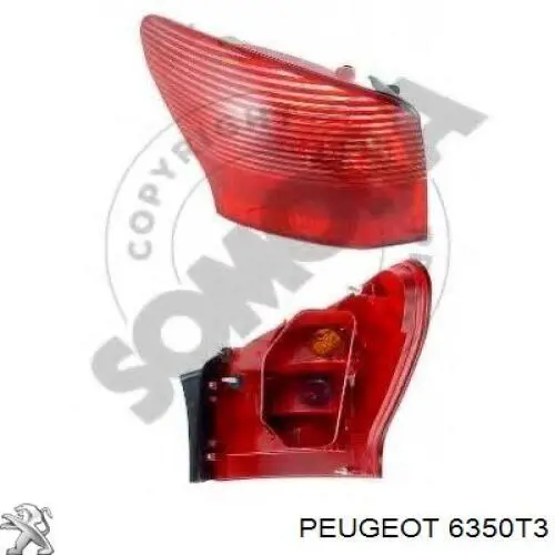 Lampa zespolona tylna lewa zewnętrzna Peugeot/Citroen 6350T3 cena, od 168,55 USD
