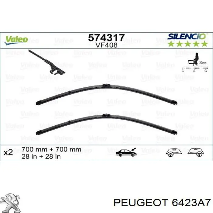 Pióro wycieraczki szyby przedniej, zestaw (2 szt.) Peugeot/Citroen 6423A7 cena, od 25,28 USD