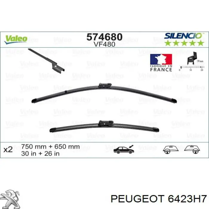 6423H7 Peugeot/Citroen Pióro wycieraczki szyby tylnej