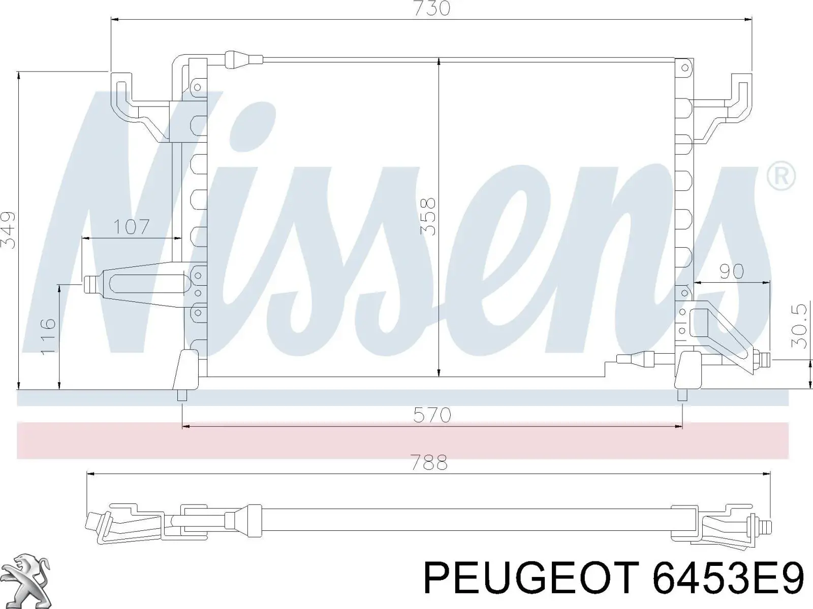 Chłodnica klimatyzacji do Peugeot 605  6B