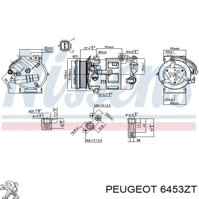 Sprężarka klimatyzacji Peugeot/Citroen 6453ZT cena, od 152,29 USD