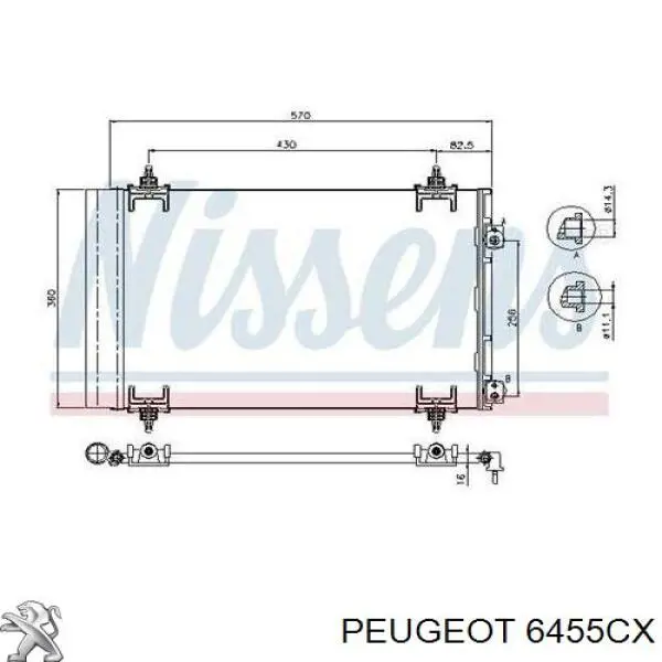 Chłodnica klimatyzacji Peugeot/Citroen 6455CX cena, od 71,51 USD