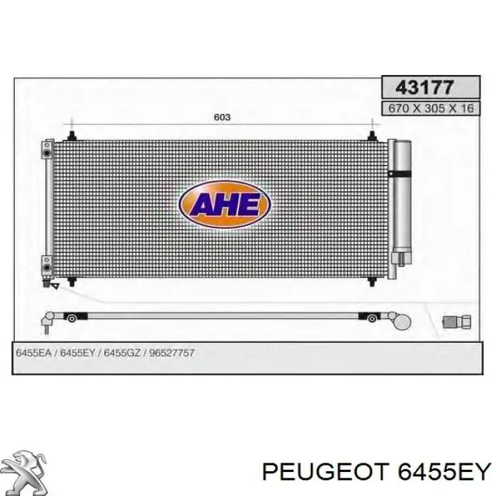 Chłodnica klimatyzacji Peugeot/Citroen 6455EY cena, od 137,66 USD