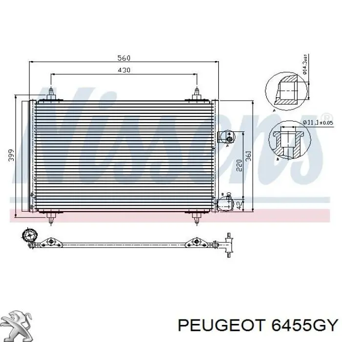 Chłodnica klimatyzacji Peugeot/Citroen 6455GY cena, od 40,87 USD