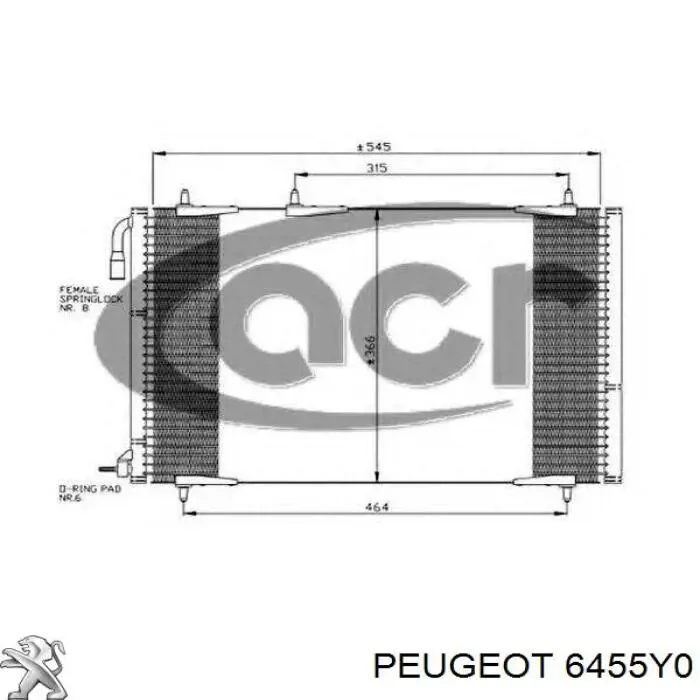 Do koszyka 6455Y0 Peugeot/Citroen Chłodnica klimatyzacji
