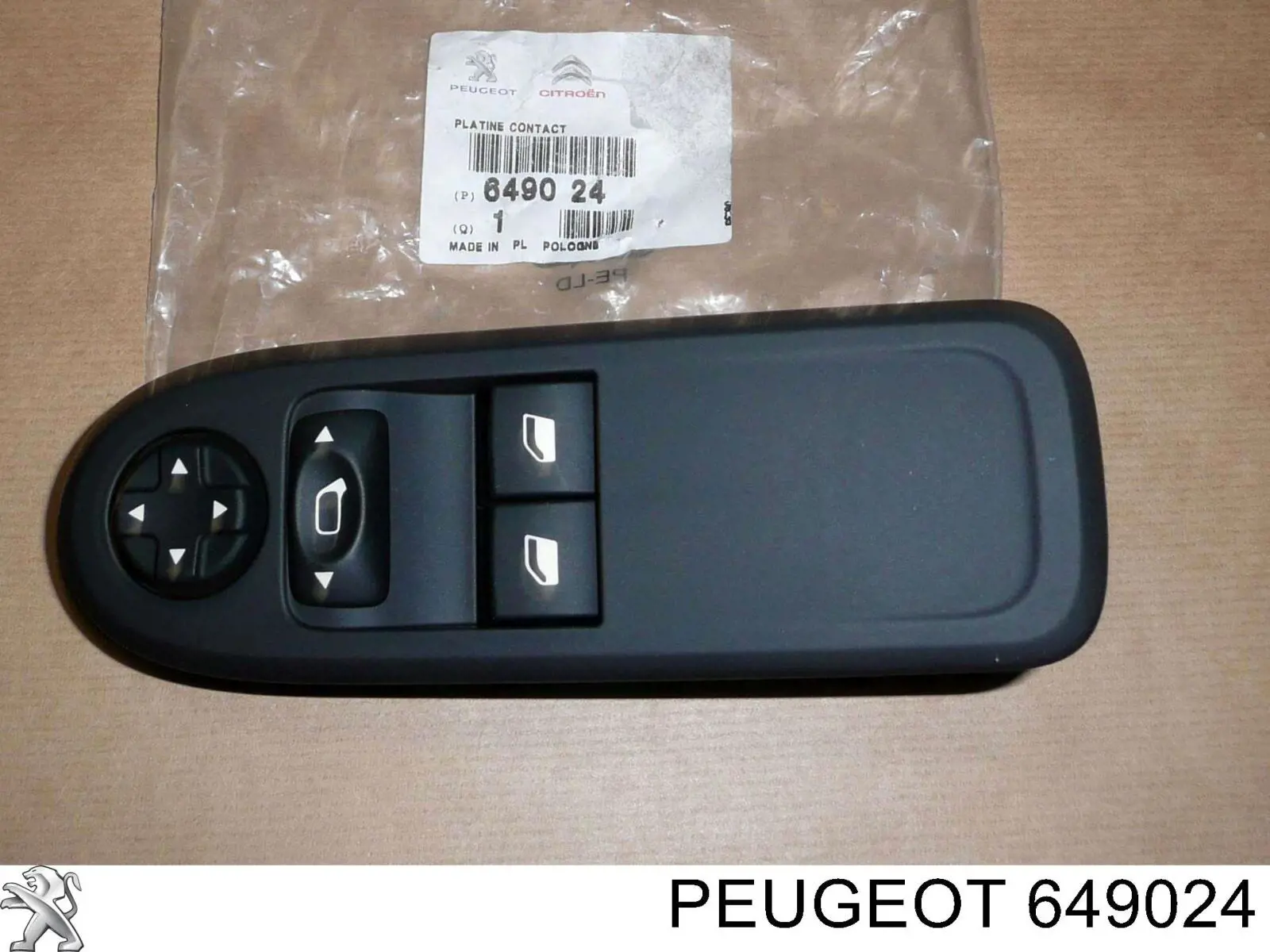 649024 Peugeot/Citroen Panel przyciskowy sterowania podnośnikiem szyby przedni lewy