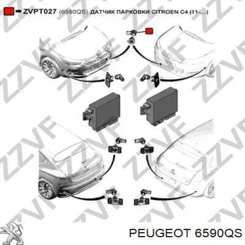 Do koszyka 6590QS Peugeot/Citroen Czujnik parkowania tylny