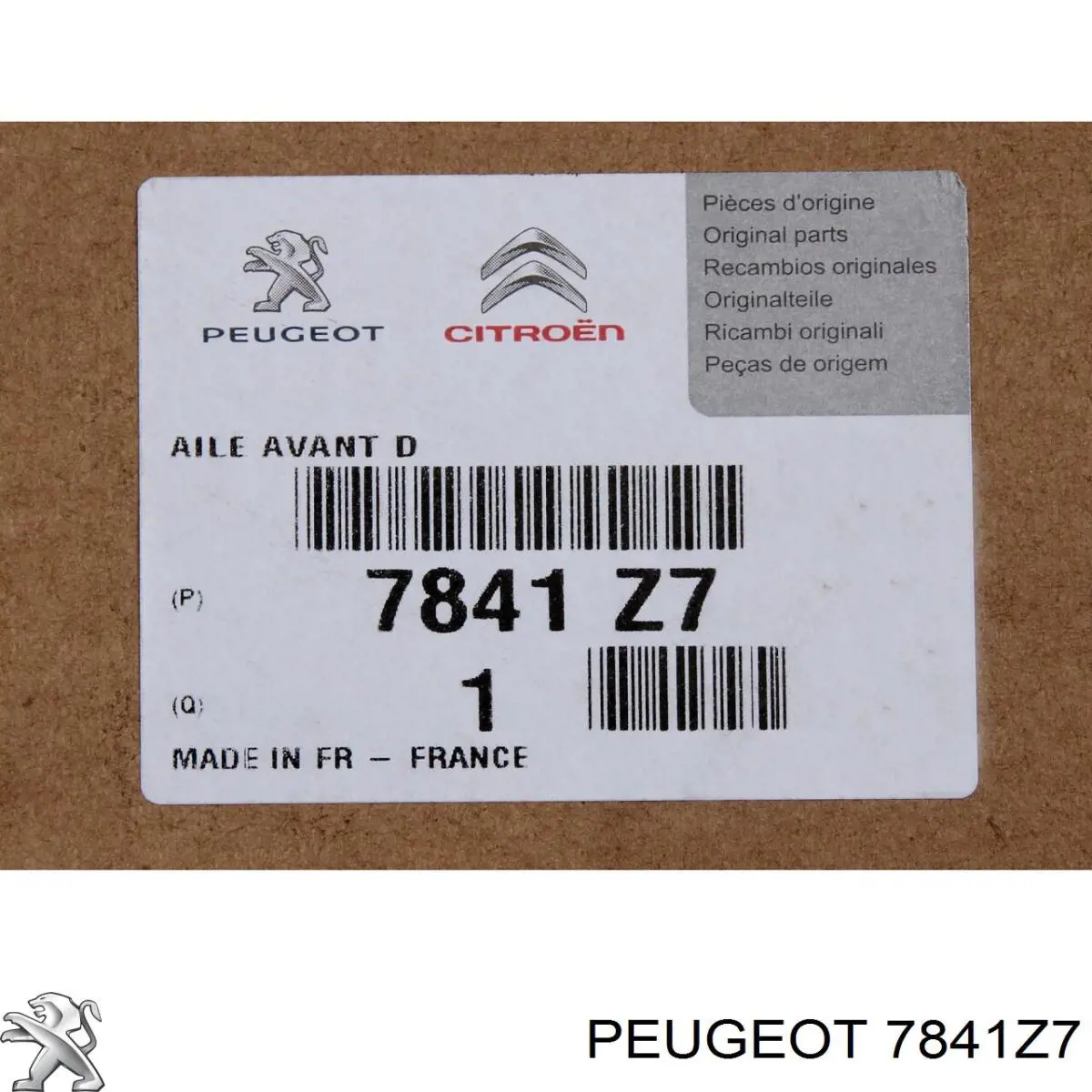 Błotnik przedni prawy Peugeot/Citroen 7841Z7 cena, od 175,36 USD