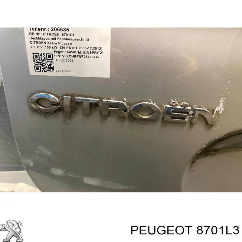 Drzwi tylne (bagażnika 3/5) do Citroen Xsara Picasso N68