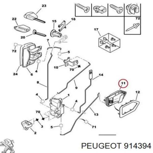 Do koszyka 914394 Renault (RVI) Klamka drzwi przednich wewnętrzna lewa
