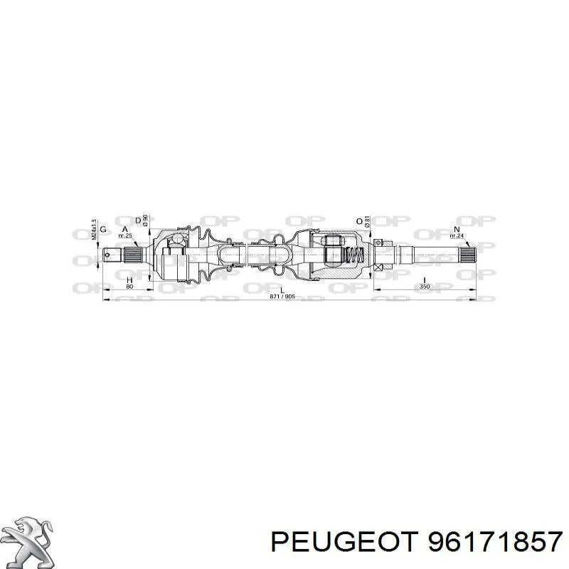 96171857 Peugeot/Citroen Półoś napędowa przednia prawa