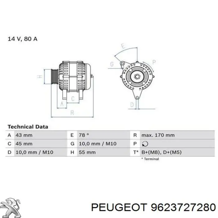 9623727280 Peugeot/Citroen alternator