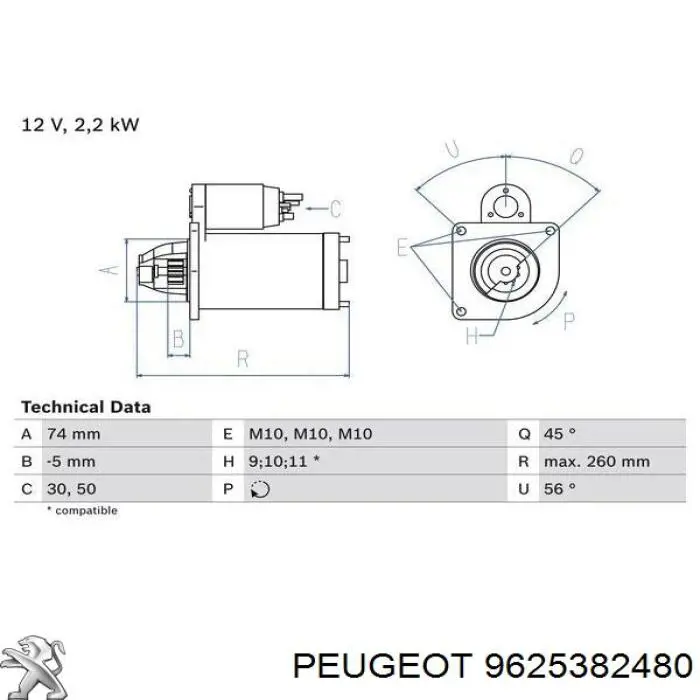 9625382480 Peugeot/Citroen rozrusznik