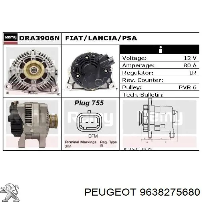 9638275680 Peugeot/Citroen alternator