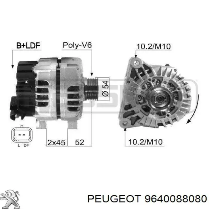 9640088080 Peugeot/Citroen alternator