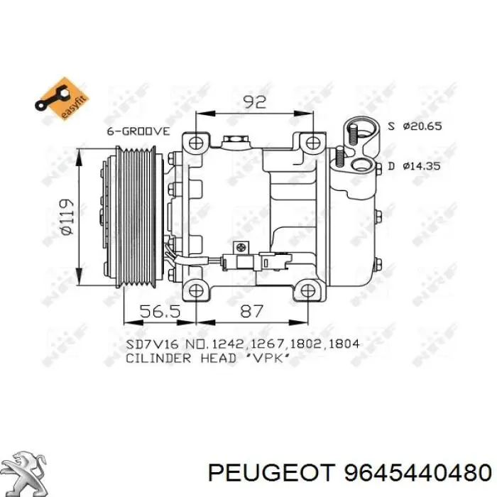 9645440480 Peugeot/Citroen Sprężarka klimatyzacji
