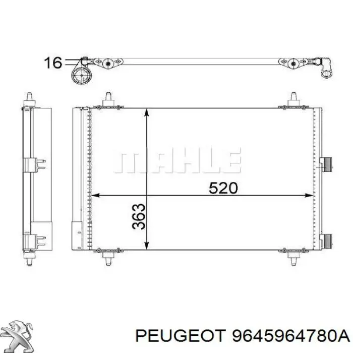 Chłodnica klimatyzacji Peugeot/Citroen 9645964780A cena, od 54,48 USD