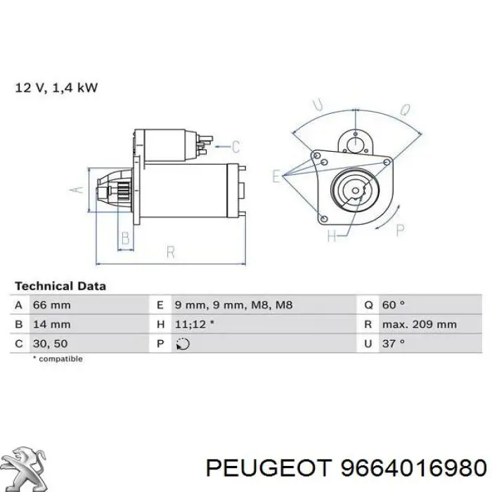 9664016980 Peugeot/Citroen Rozrusznik