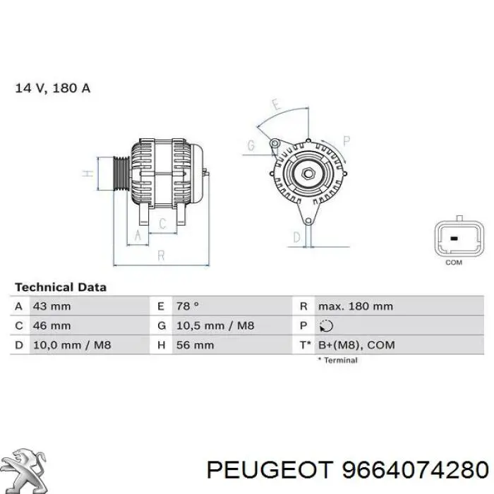 9664074280 Peugeot/Citroen alternator