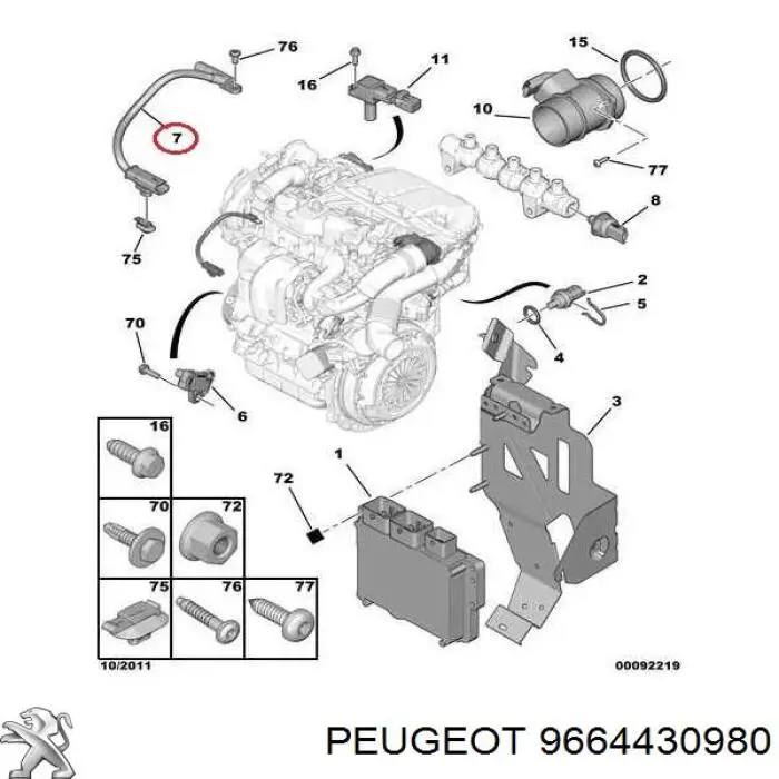 9664430980 Peugeot/Citroen Czujnik położenia wałka rozrządu