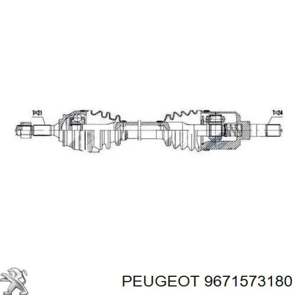 9671573180 Peugeot/Citroen Półoś napędowa przednia lewa