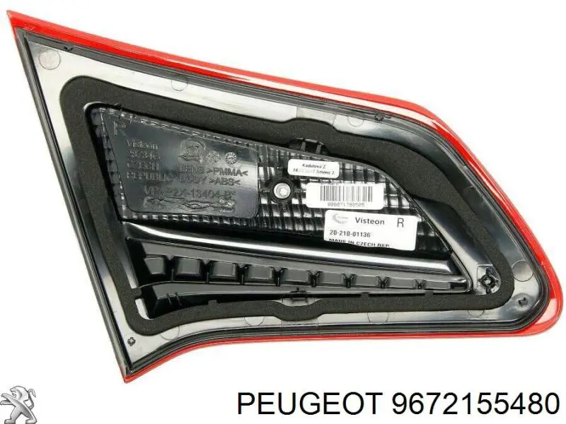 Lampa zespolona tylna prawa wewnętrzna Peugeot/Citroen 9672155480 cena, od 59,59 USD