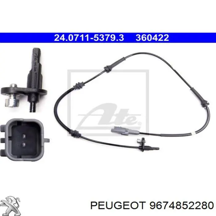 9674852280 Peugeot/Citroen Czujnik ABS przedni