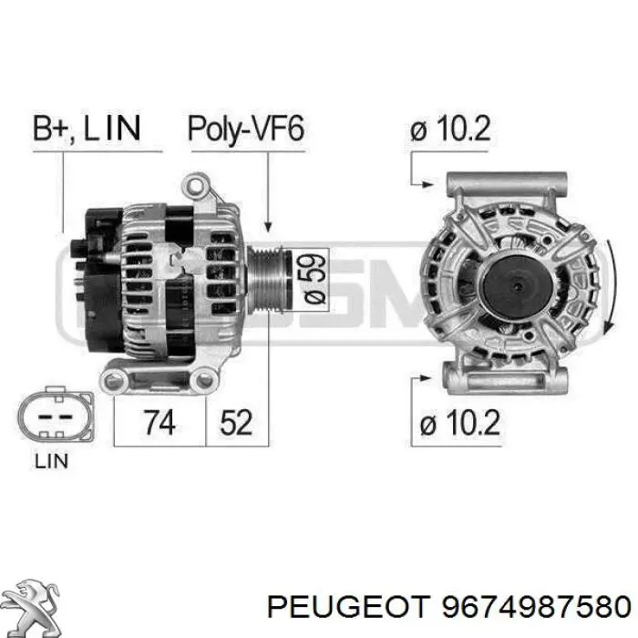 Do koszyka 9674987580 Peugeot/Citroen Alternator