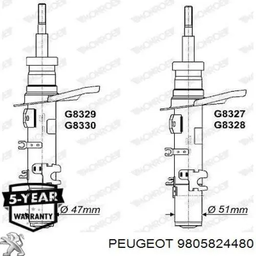9805824480 Peugeot/Citroen Amortyzator przedni lewy
