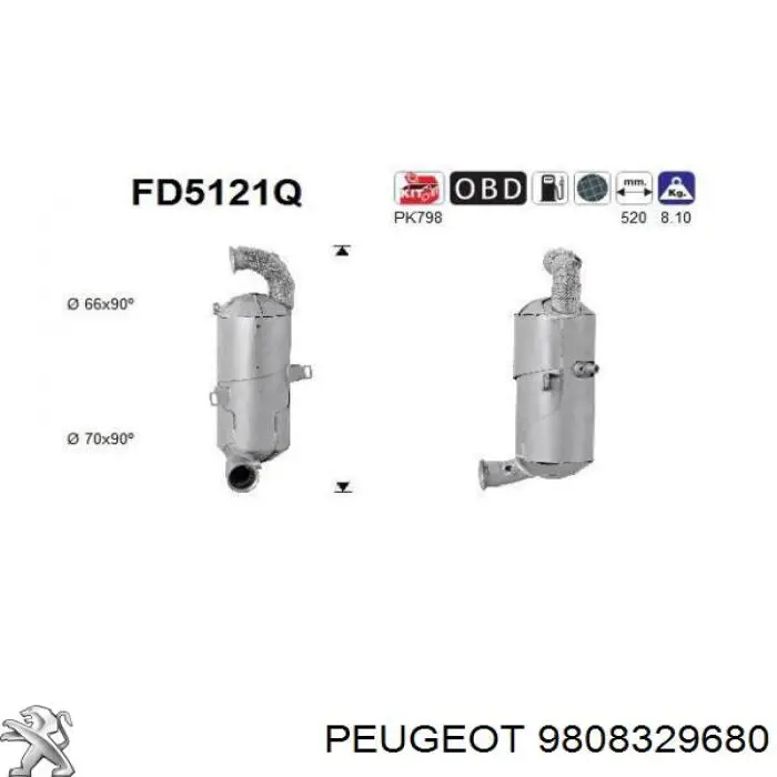 9808329680 Peugeot/Citroen Konwerter-katalizator